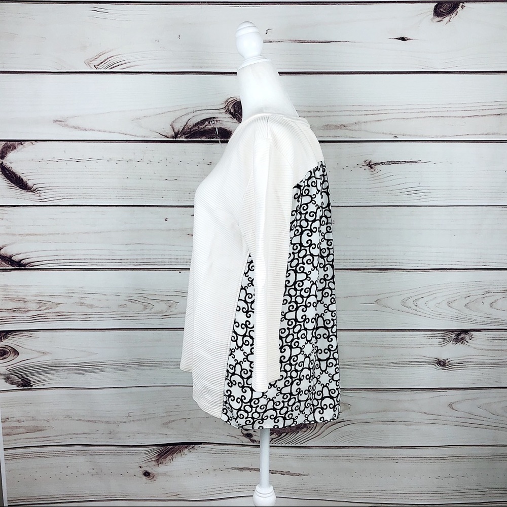 LOFT White Ribbed Flowy Pattern Back Pullover - Picture 6 of 9